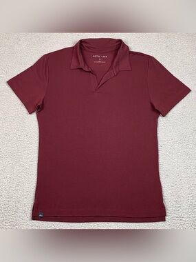 Pistol Lake Open Collar Shirt Men's Size S Red Short Sleeve Polo Stretch Small